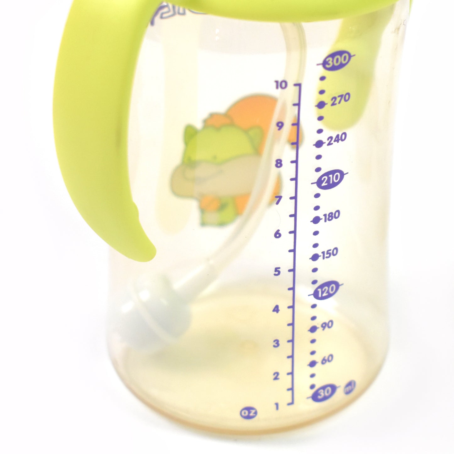 Plastic Baby Feeding Bottle With Handles Cleaning Brush Straw (300 Ml 1 Pc)