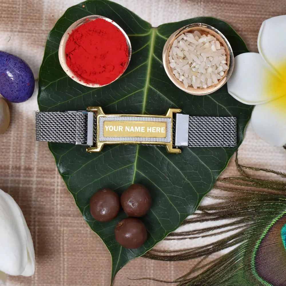 Personalized engraved rakhi bracelet - bracelets
