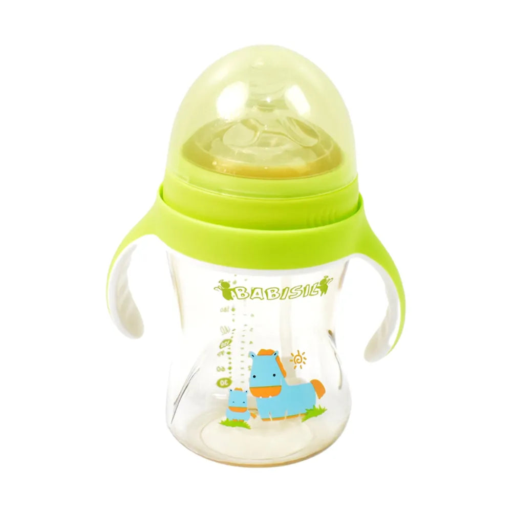 Plastic baby feeding bottle with handles straw (300 ml 1 pc) - care