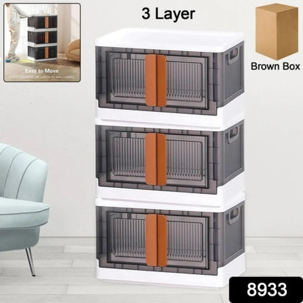 Plastic folding wardrobe storage organizer (3 layer 1 pc) - home improvement