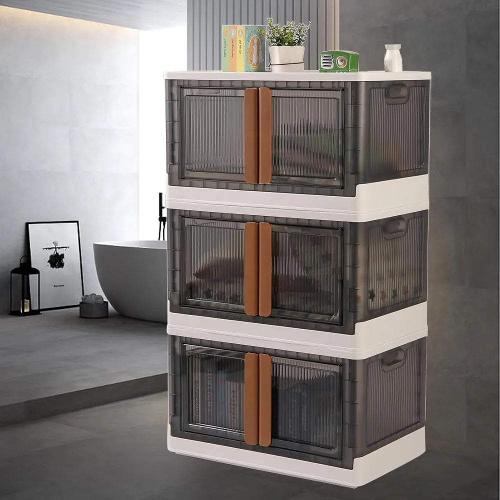 Plastic folding wardrobe storage organizer (3 layer 1 pc) - home improvement