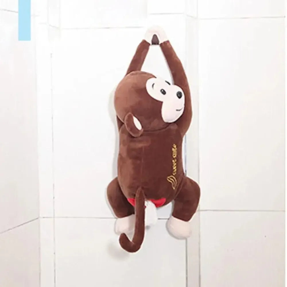 Plush monkey tissue holder