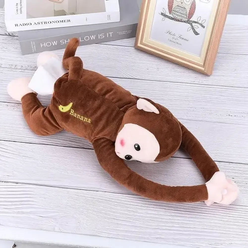 Plush monkey tissue holder