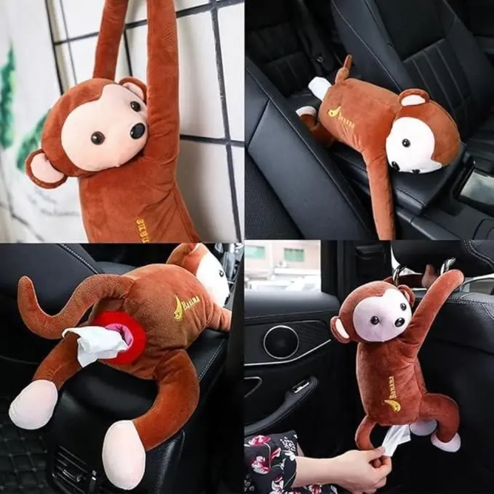 Plush monkey tissue holder