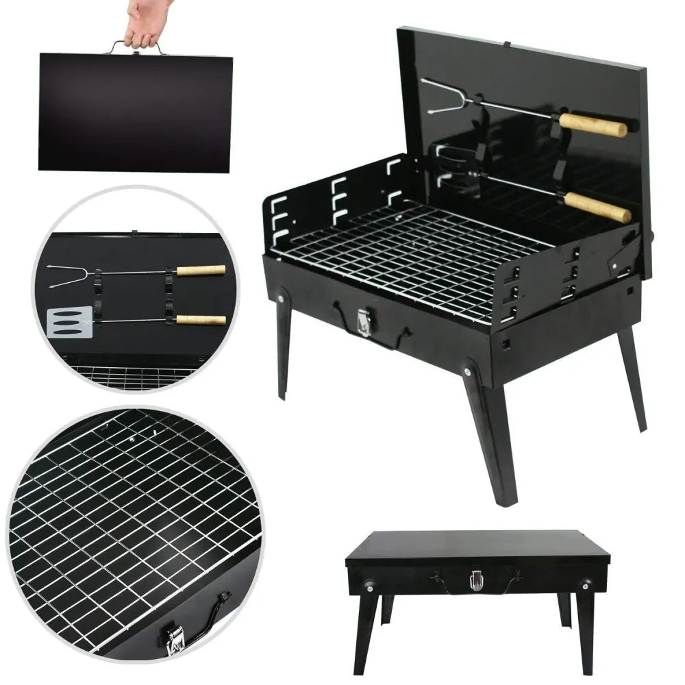 Portable briefcase bbq grill - home & kitchen