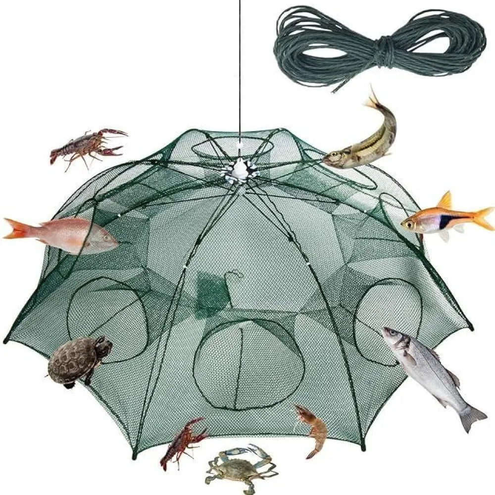Portable folding fishing net