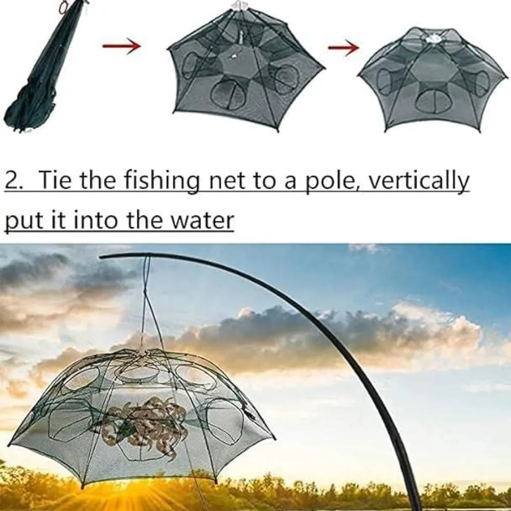 Portable folding fishing net
