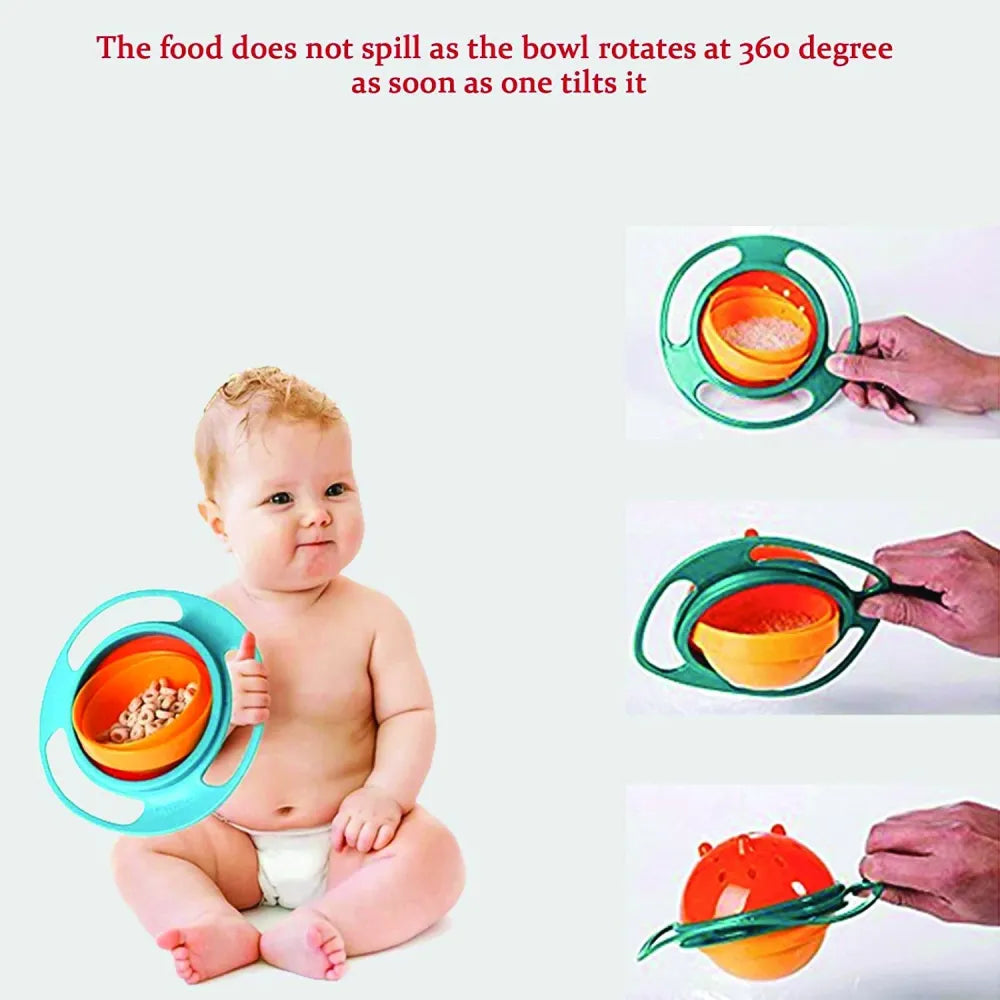 Portable non spill feeding toddler gyro bowl 360 degree rotating dish - home & kitchen