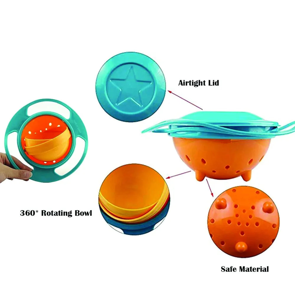 Portable non spill feeding toddler gyro bowl 360 degree rotating dish - home & kitchen