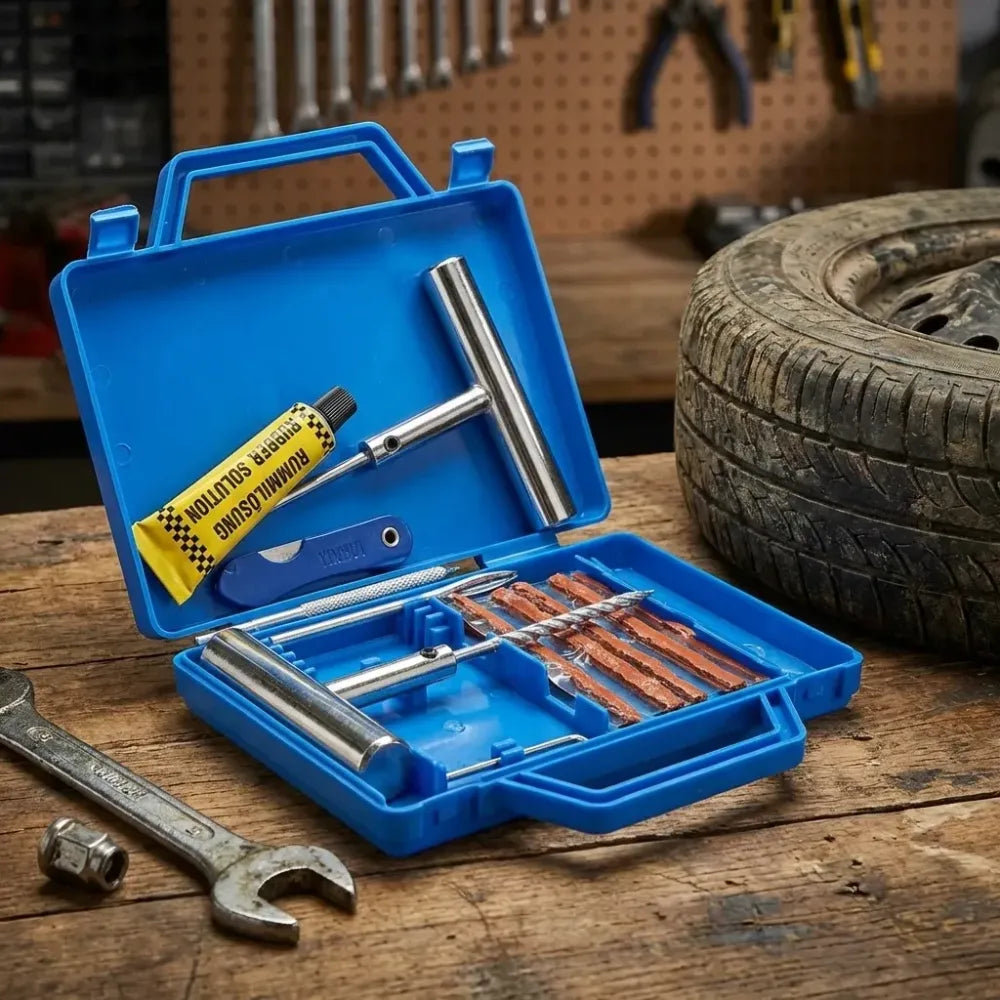 Portable tubeless tire repair kit - automotive