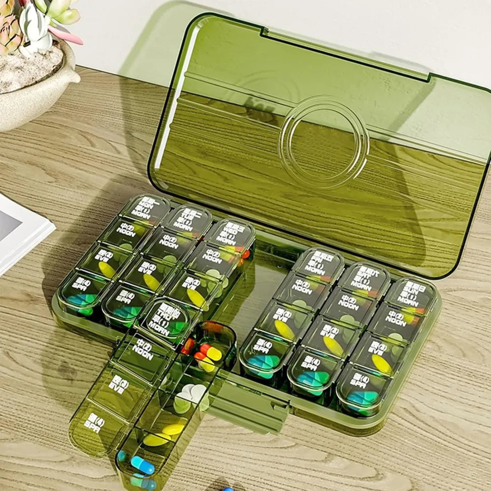 Portable weekly pill organizer - health care