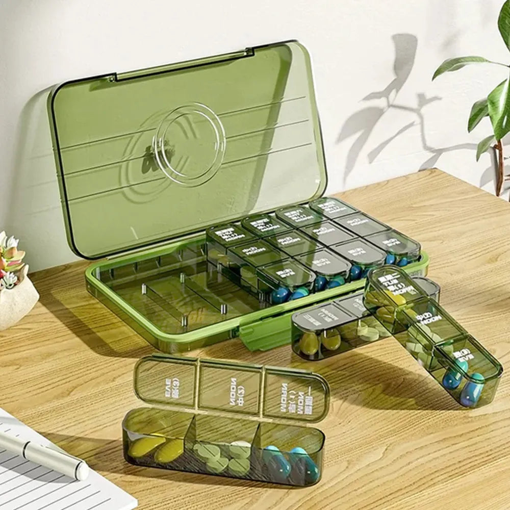 Portable weekly pill organizer - health care