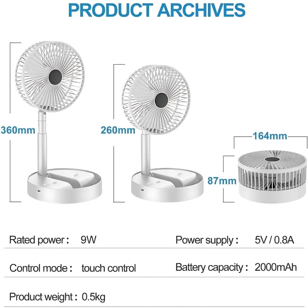 Powerful rechargeable high speed table desk fan
