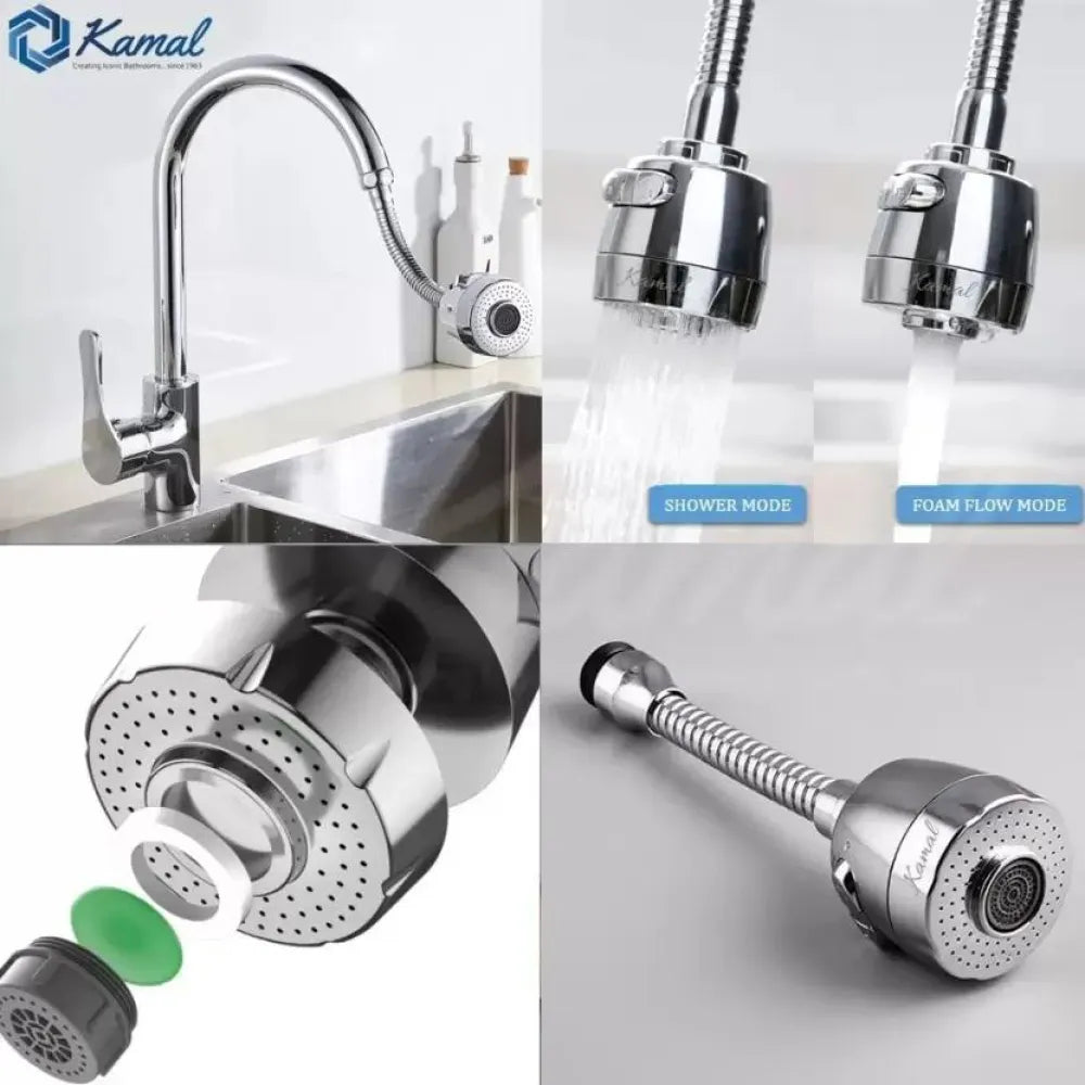 Premium quality extension | 360 degree flexible rotation dual flow spout faucet(pack of 2)