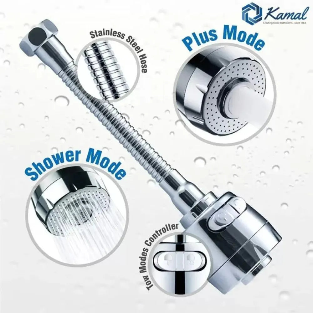 Premium quality extension | 360 degree flexible rotation dual flow spout faucet(pack of 2)