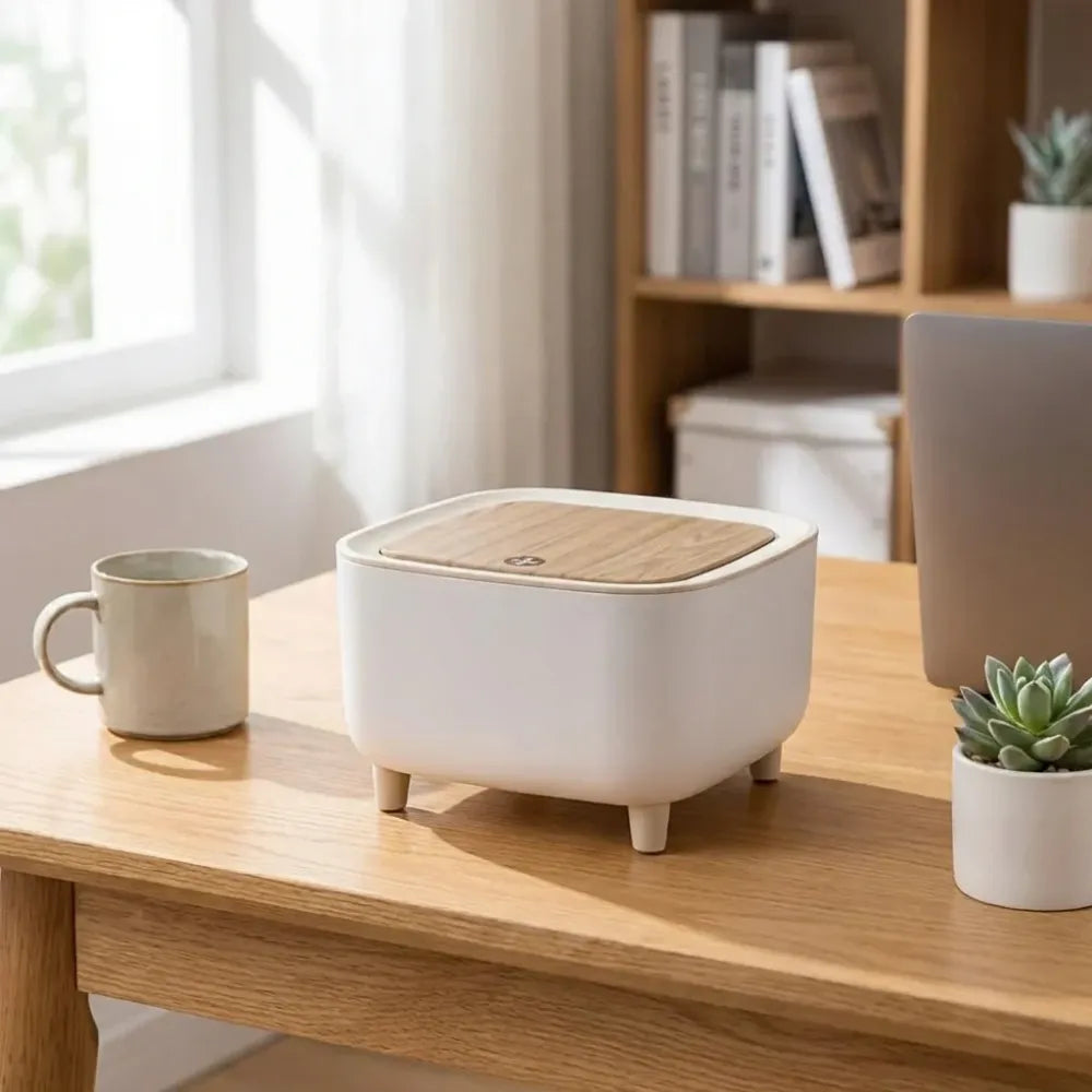 Push-button desk bin - potential heroes