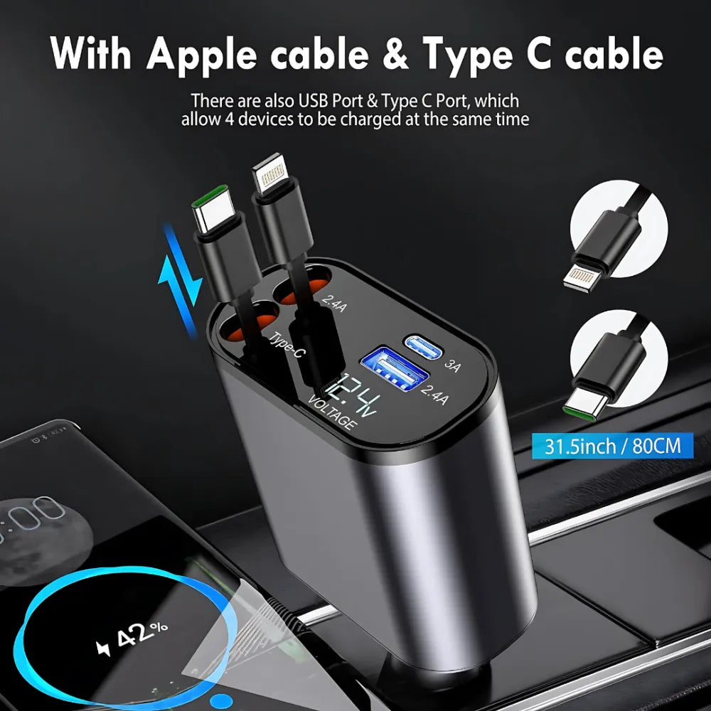 Retractable car charger