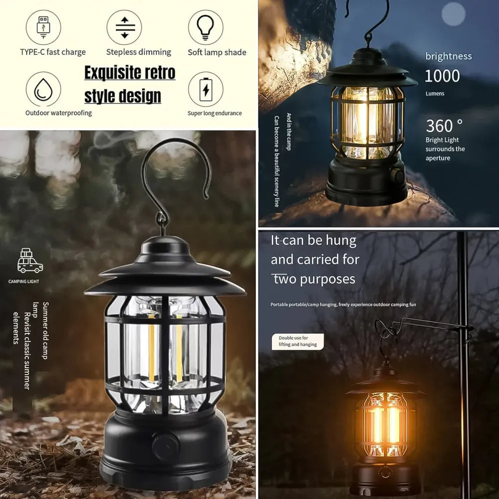 Retro rechargeable camping lantern - travel