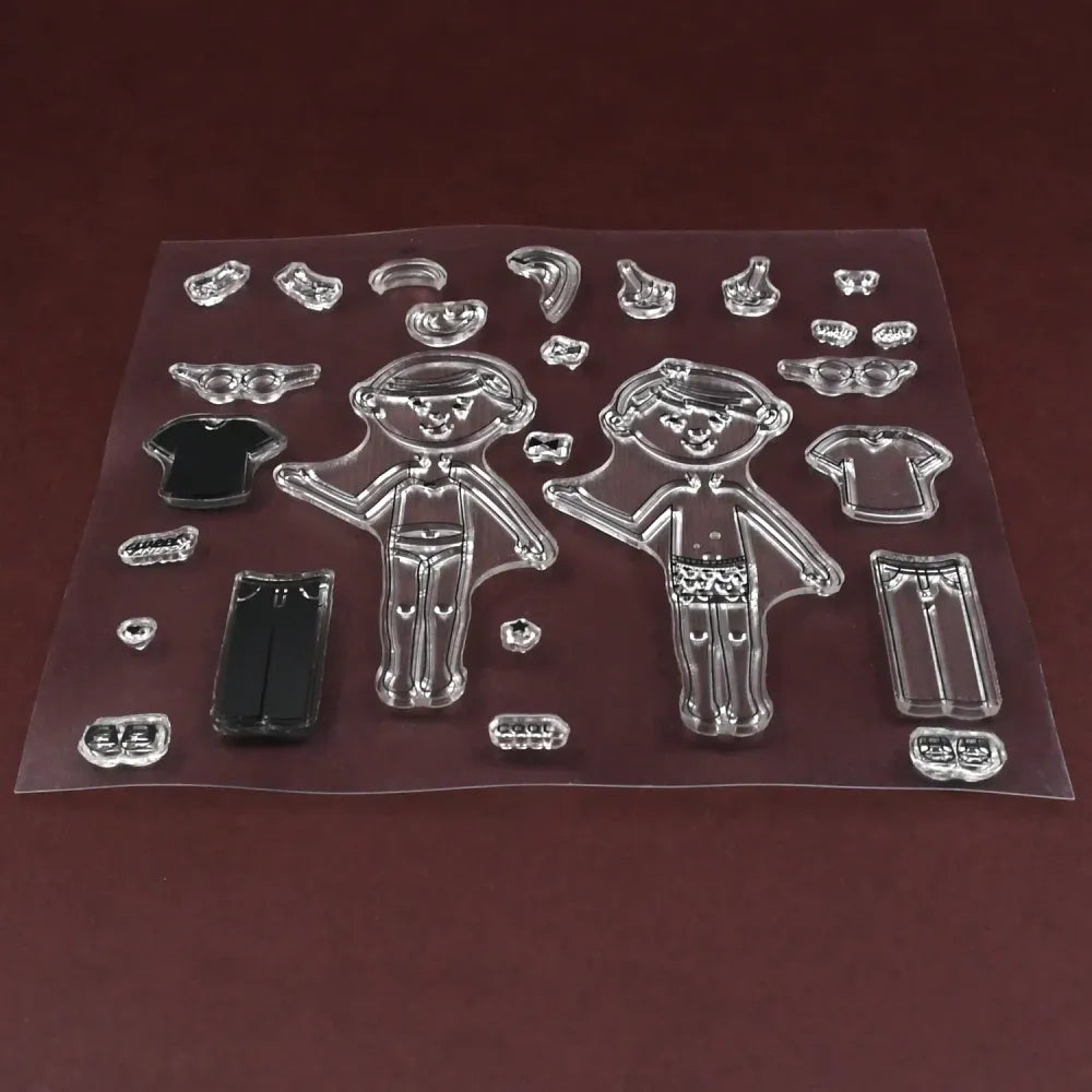 Reusable clear silicone stamps - office