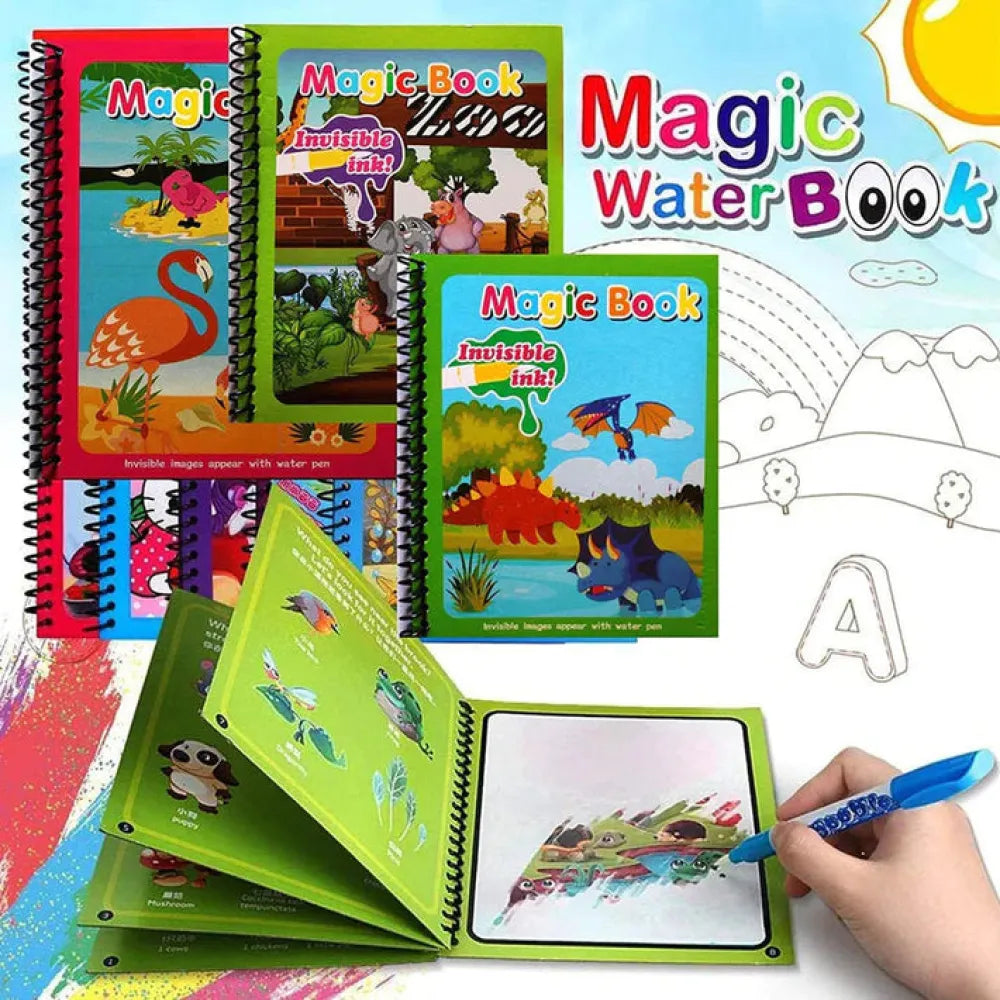 Magic water coloring books with spiral binding.