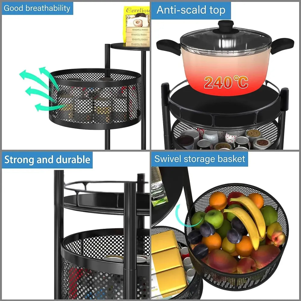 Rotating metal kitchen trolley - home &