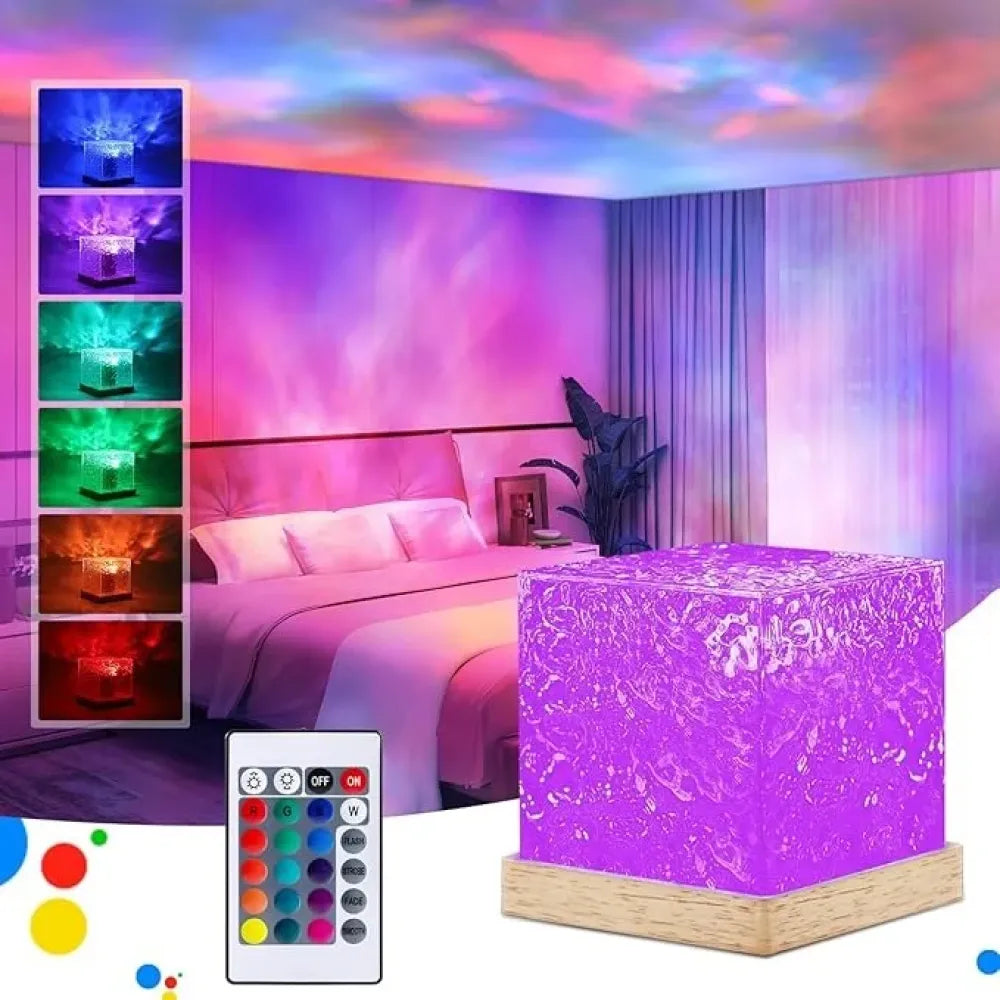 Rotating water ripple night light - home improvement