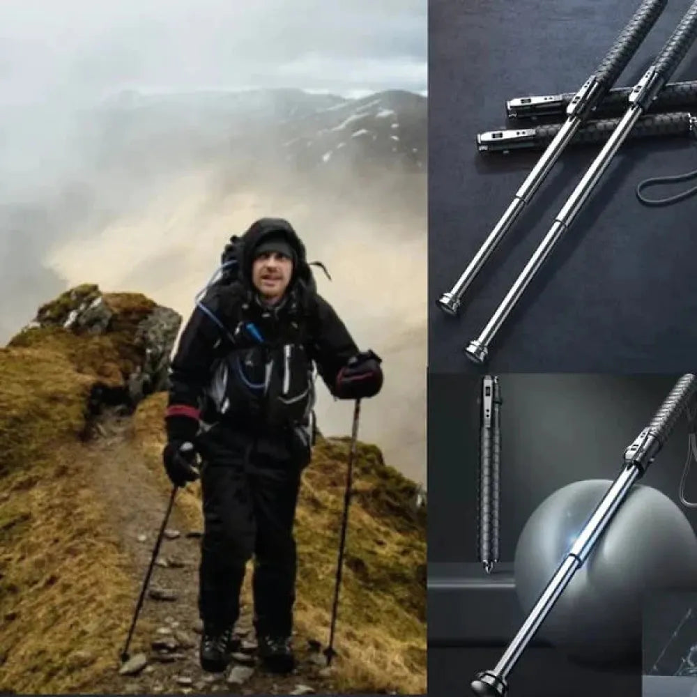 Telescopic hiking poles.