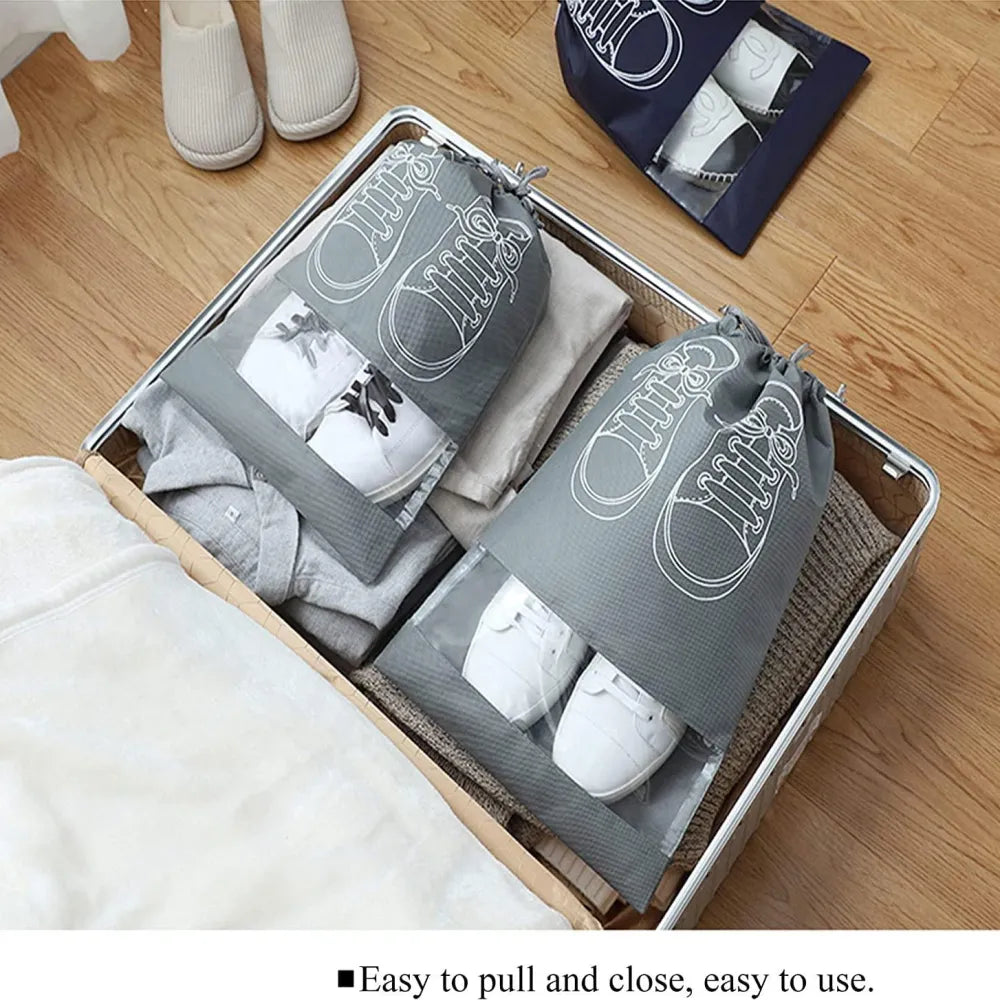 Shoe storage bags with sneaker design.