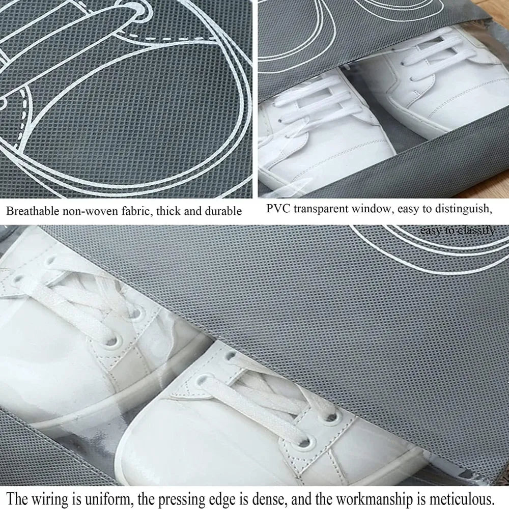 Shoe storage bag with transparent window.