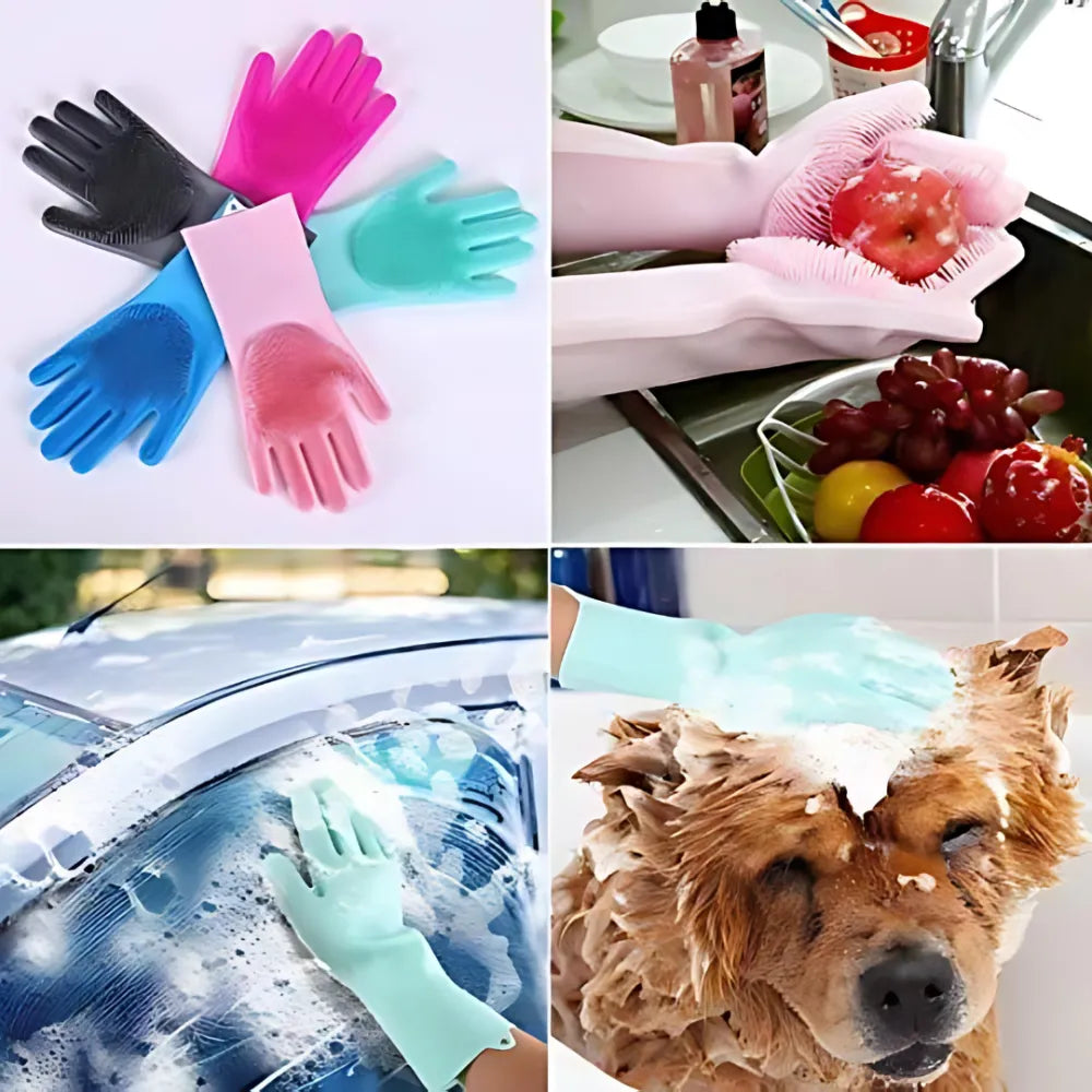 Silicone cleaning gloves (1 pair)