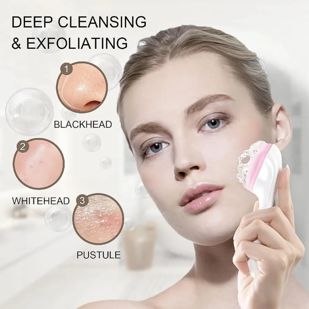 Silicone face scrubber exfoliating brush manual handheld facial cleansing (1 pc) - health care