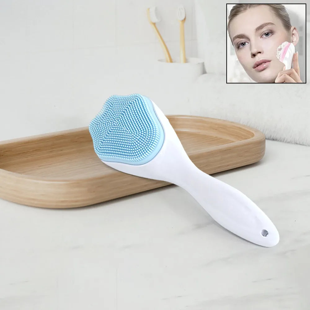 Silicone face scrubber exfoliating brush manual handheld facial cleansing (1 pc) - health care