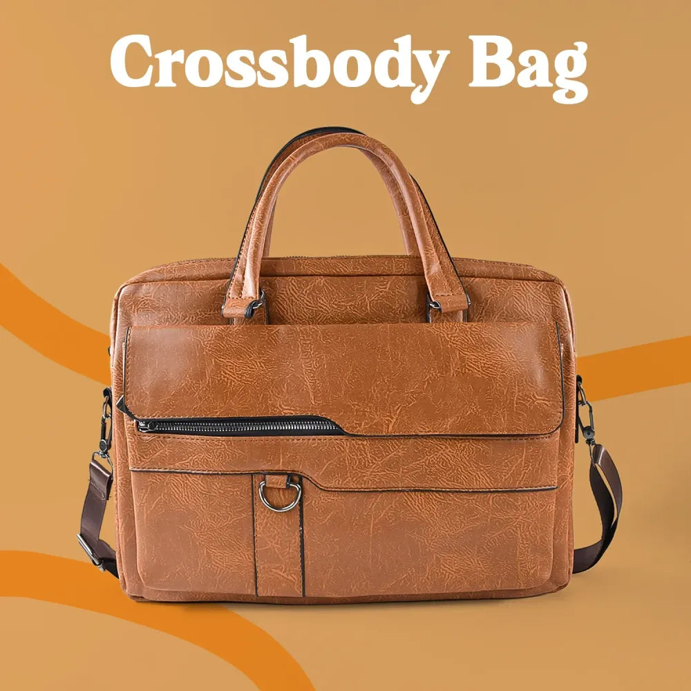 Sleek faux leather messenger bag - office
