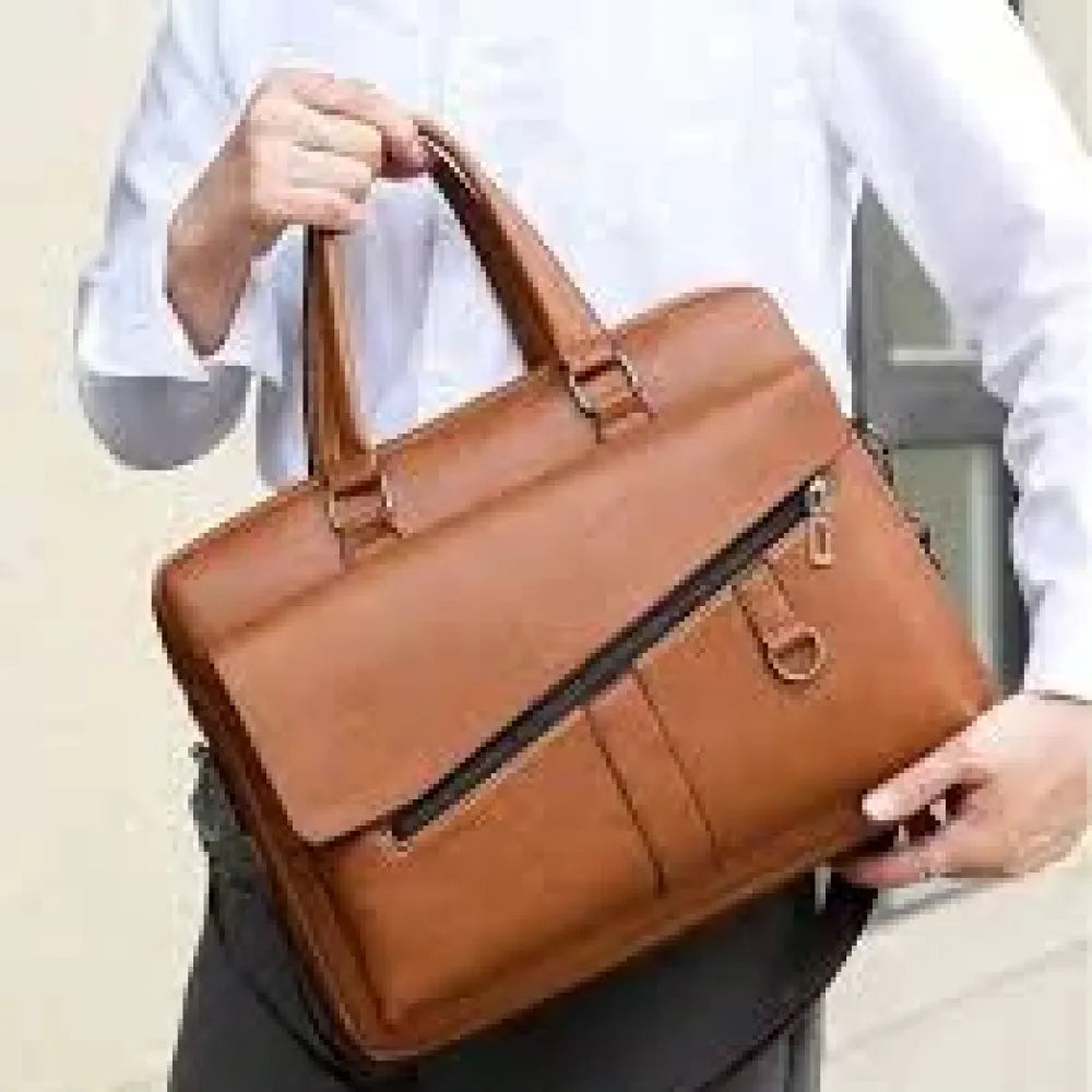 Sleek faux leather messenger bag - office
