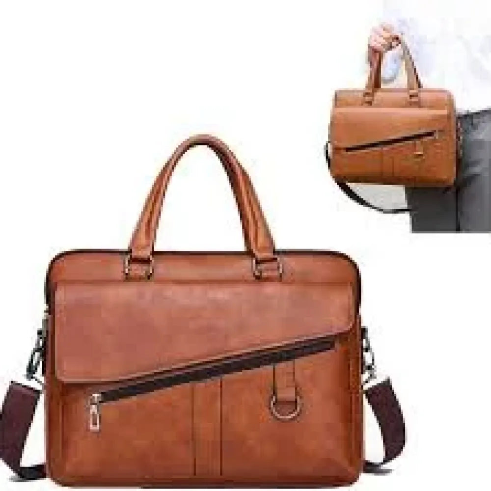Sleek faux leather messenger bag - office