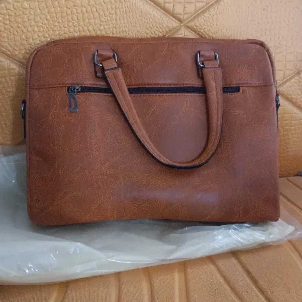 Sleek faux leather messenger bag - office
