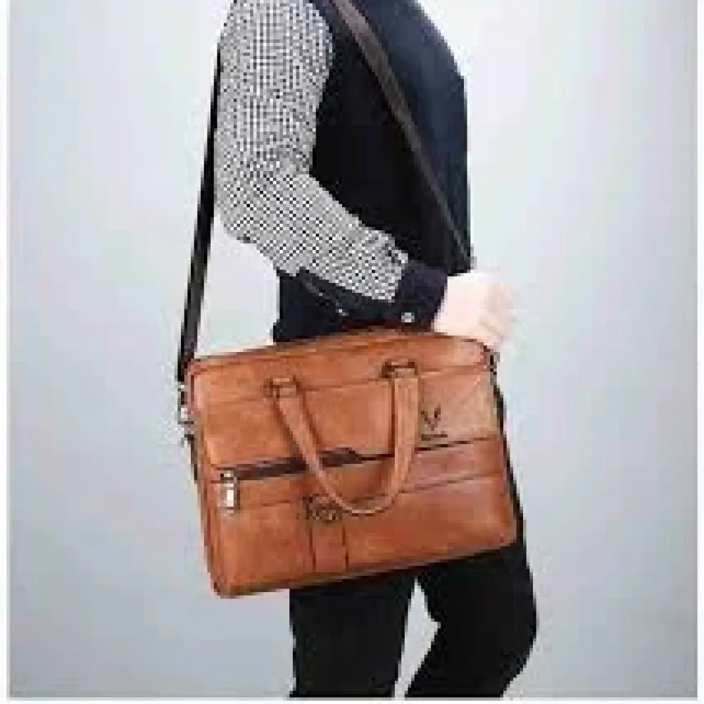 Sleek faux leather messenger bag - office