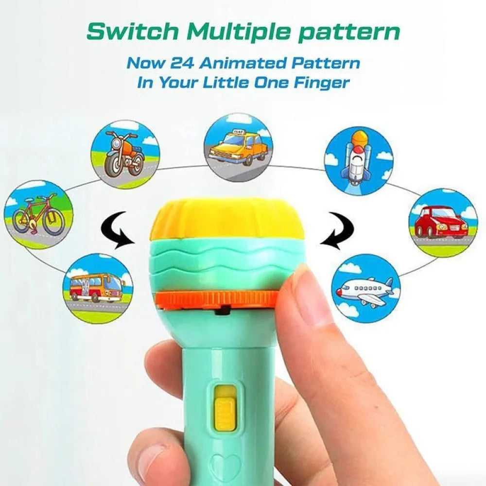 Toy projector with vehicle-themed images.