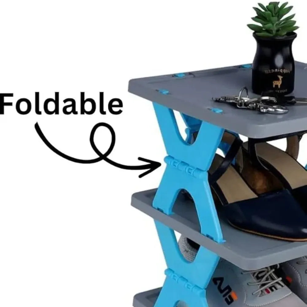 Smart foldable 4-layer shoe rack