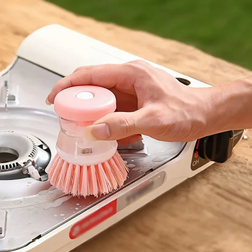 Soap-dispensing scrub brush - kitchen tool
