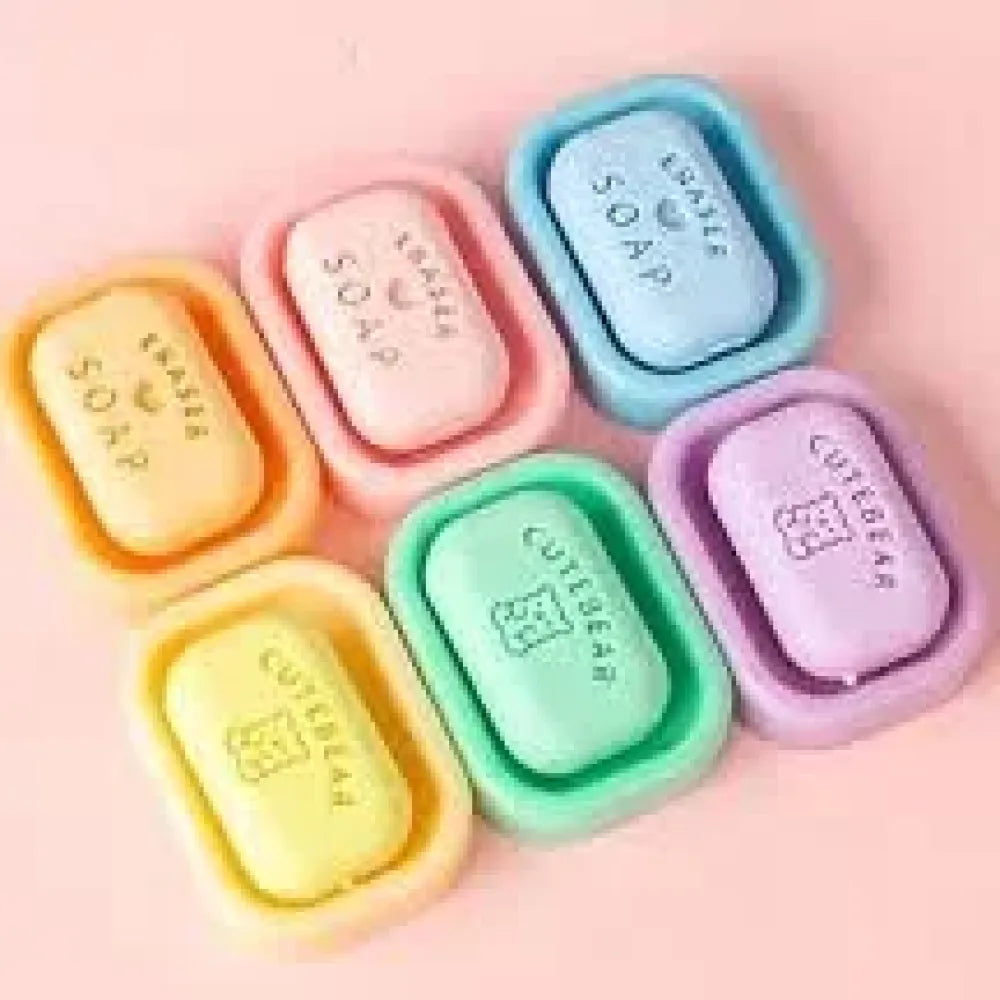 Soap-shaped fun erasers - office