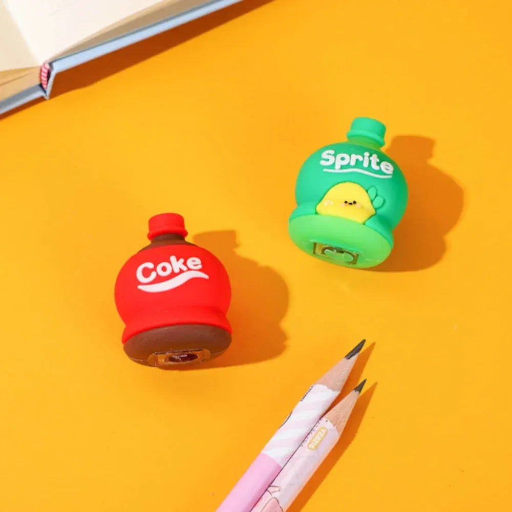 Soda bottle sharpener-eraser set - office