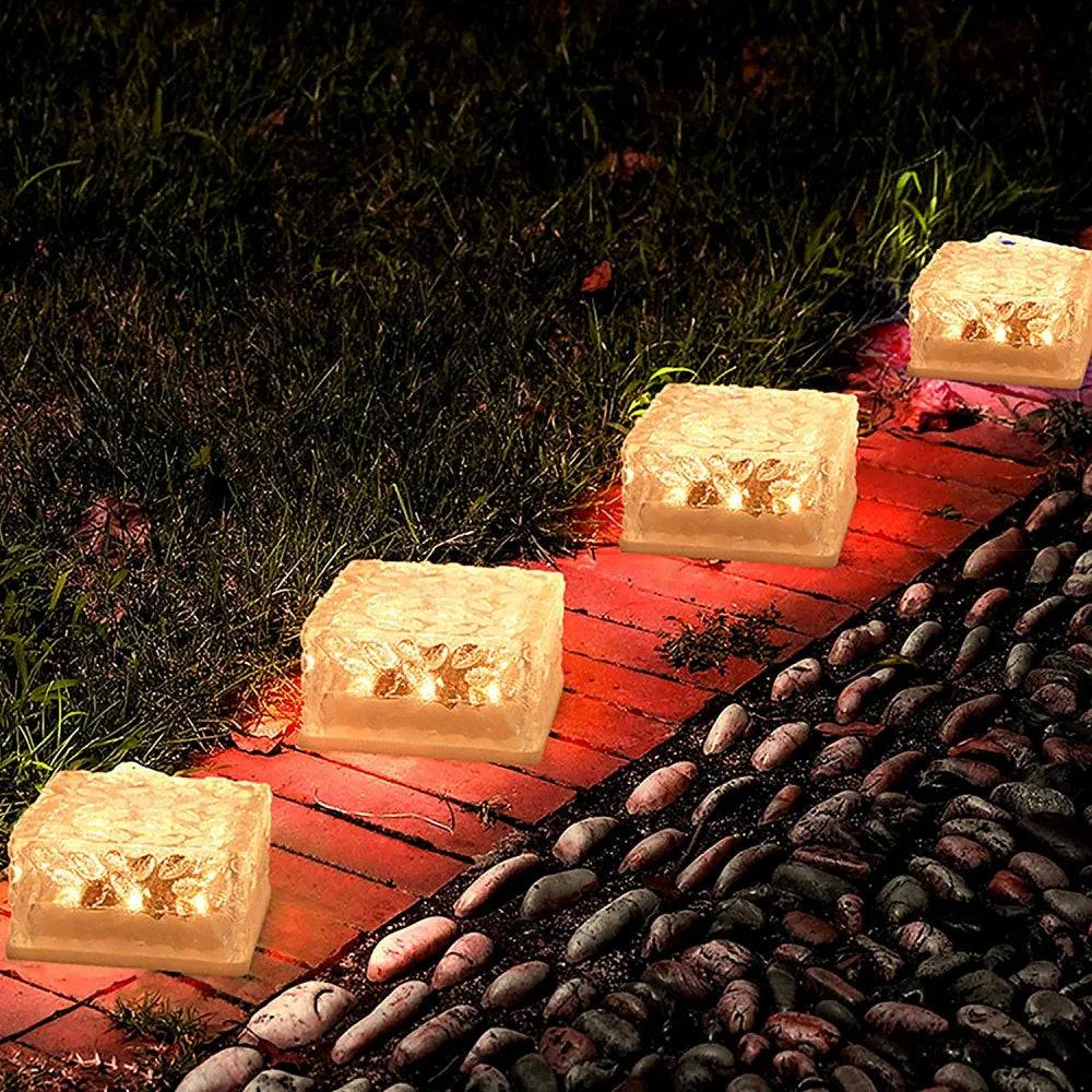 Solar ice cube garden lights
