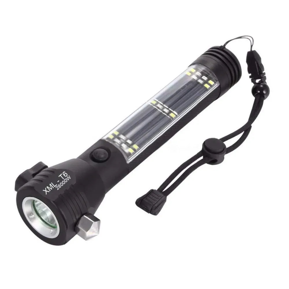 Solar-powered emergency flashlight