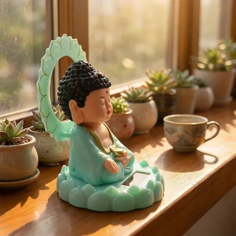 Solar-powered moving buddha statue - home decor