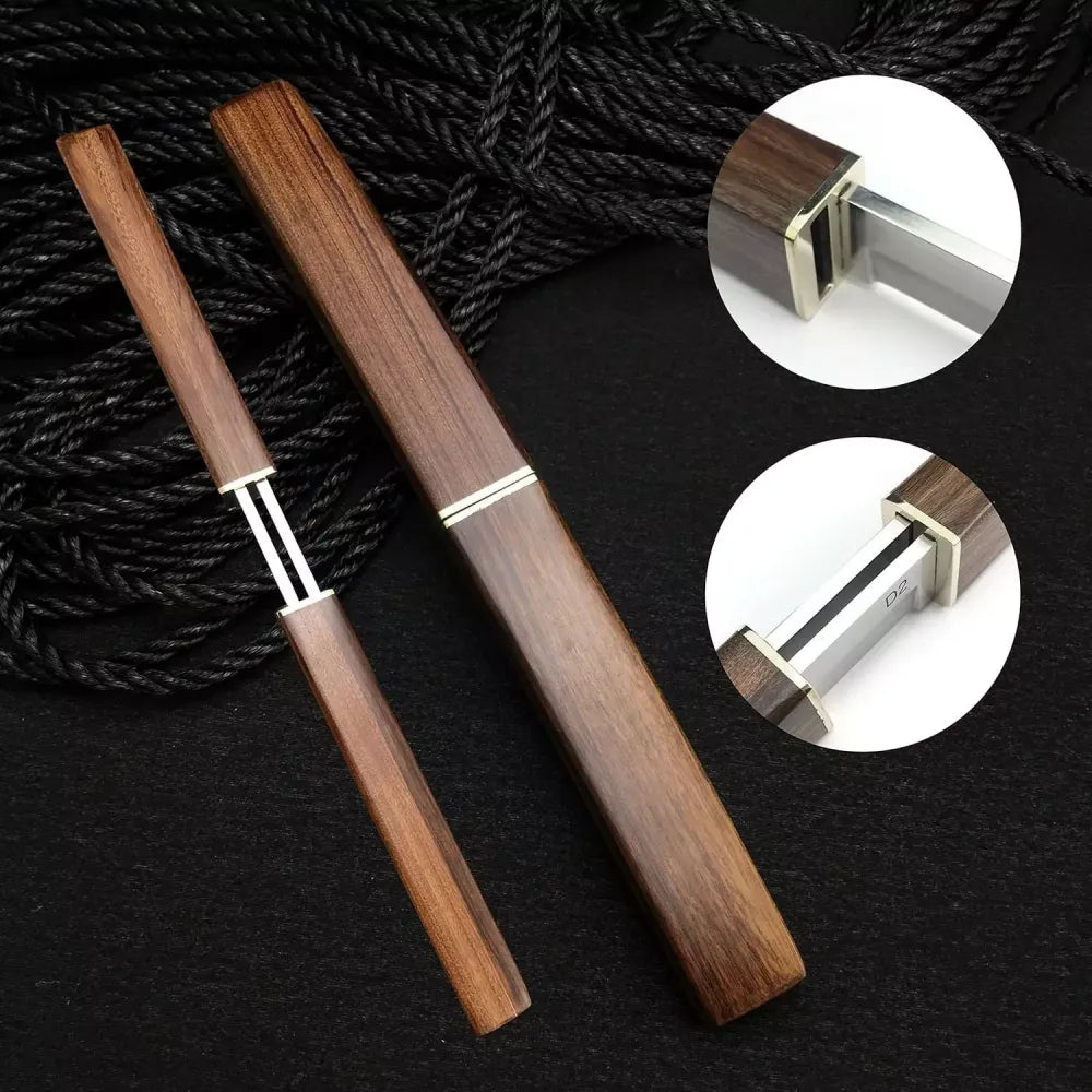 Space-saving wooden knife set - brown - home essentials