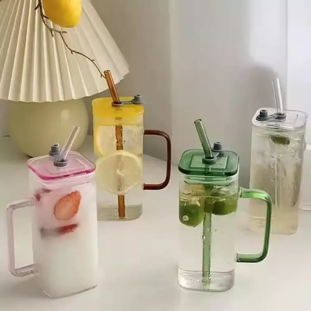 Square glass drink cup - home essentials
