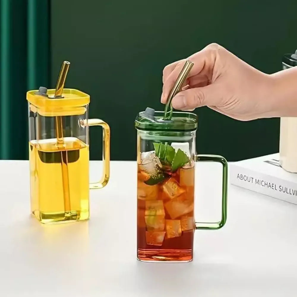 Square glass drink cup - home essentials