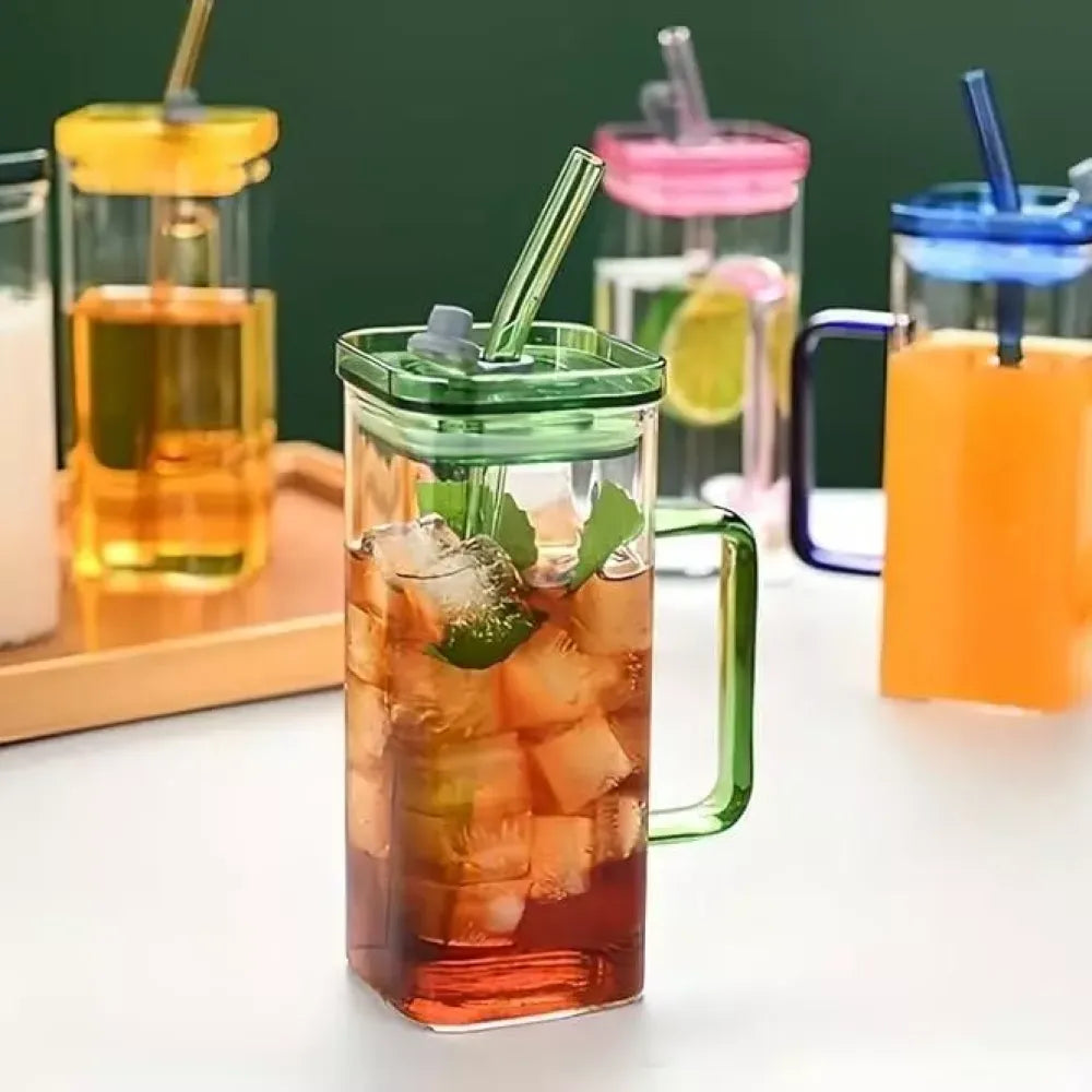 Square glass drink cup - home essentials