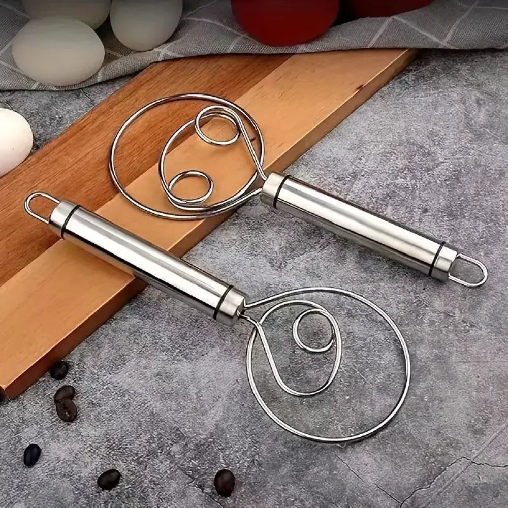 Stainless steel dough whisk